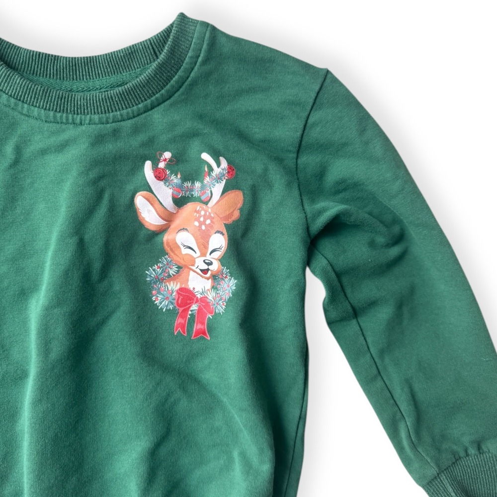 Velvet Fawn Gangs All Deer Classic Pullover in Evergreen in Child Small (3/4) - Picture 4 of 7